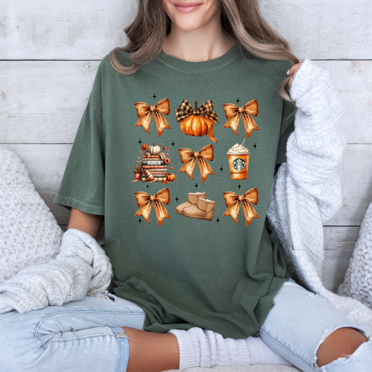 🎀🍂 Pumpkin & Bows Fall Tee 🎃☕ 100% Organic cotton
