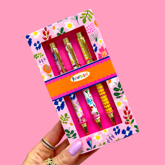 🌸Paper Salad Floral Ballpoint Pen Set✨
