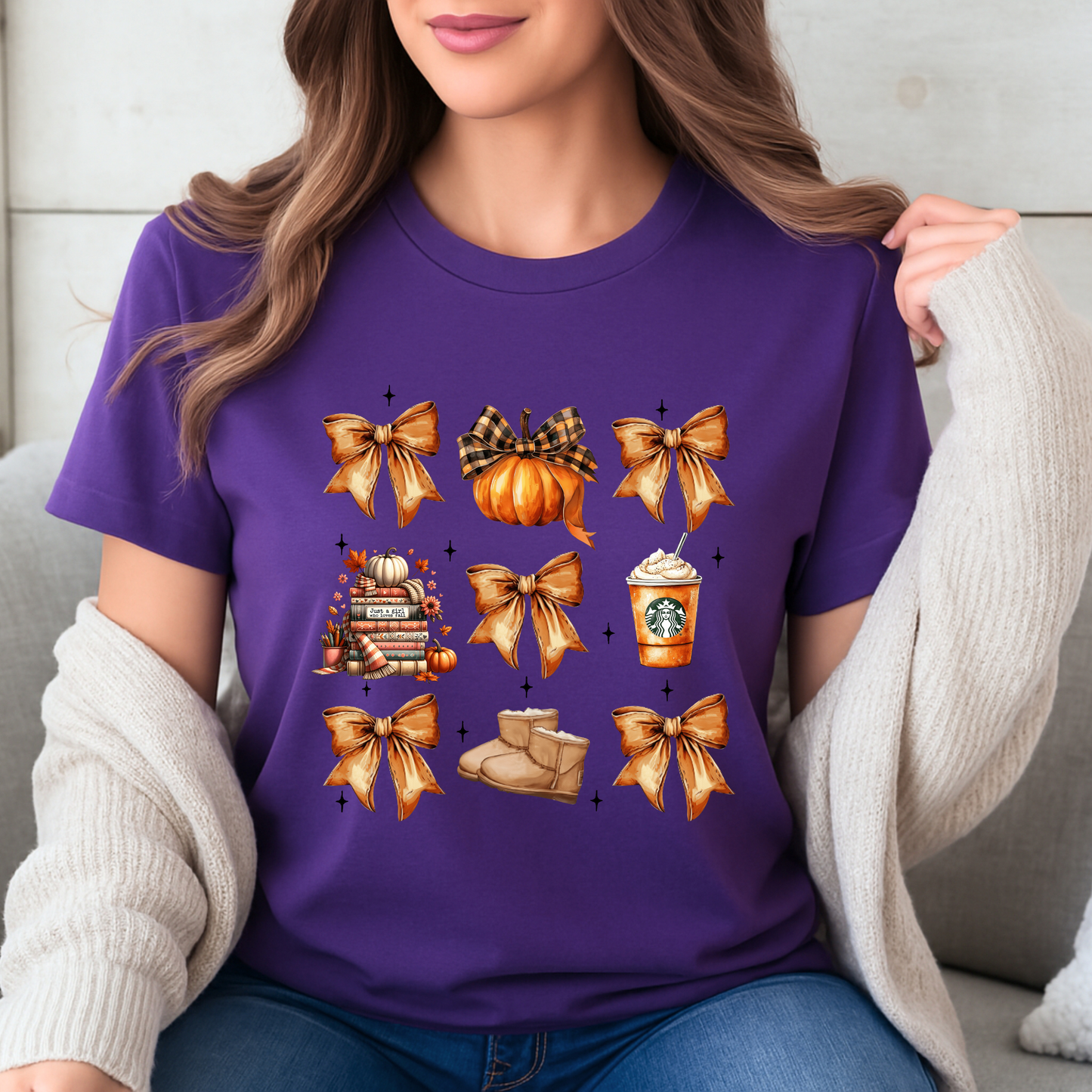 🎀🍂 Pumpkin & Bows Fall Tee 🎃☕ 100% Organic cotton