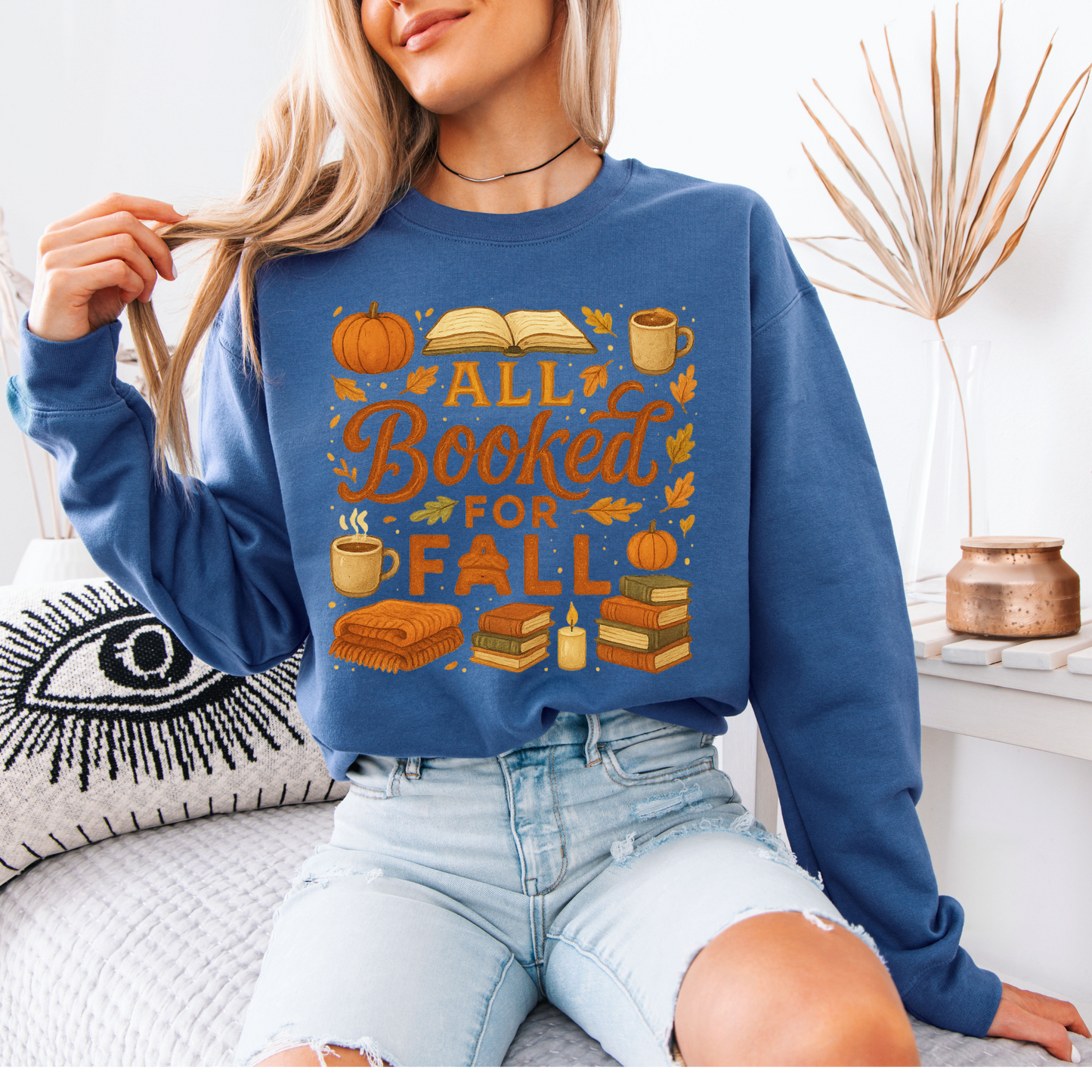 ☕📚 Pumpkin Spice & Books Fall 🎃🍁 Cotton Sweatshirt