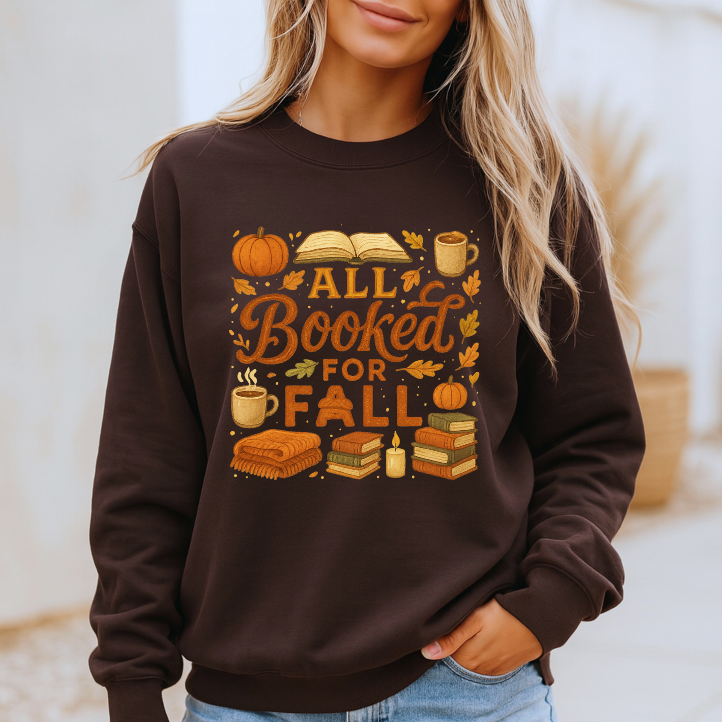 ☕📚 Pumpkin Spice & Books Fall 🎃🍁 Cotton Sweatshirt