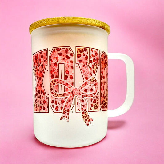 💋 XOXO Leopard Print Frosted Mug with Bamboo Lid & Straw 💖