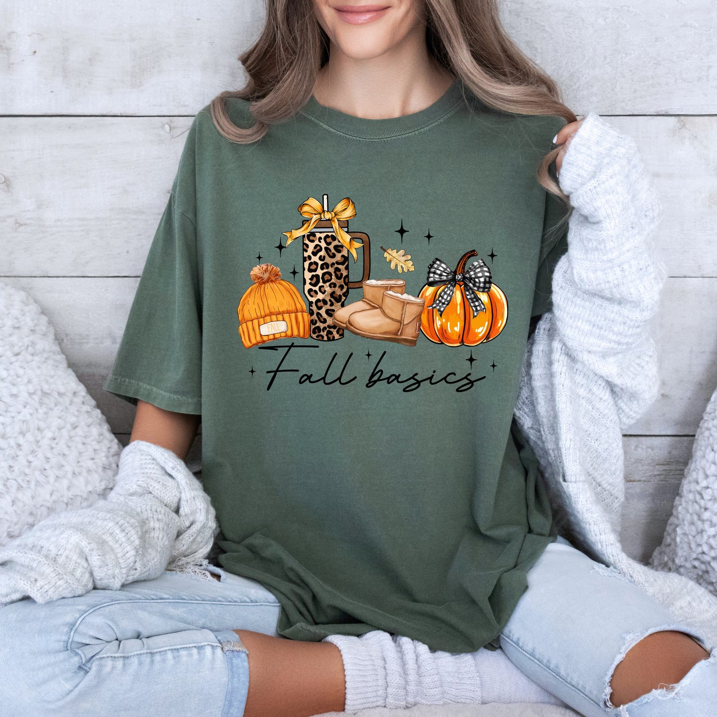 (🍁🎃 Fall Basics Vibes ☕🧣
 Tee 🍁☕100% Organic cotton