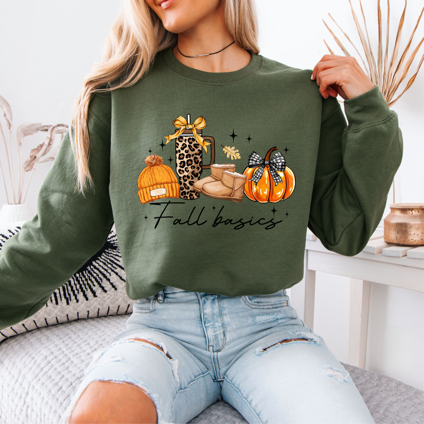 🍁🎃 Fall Basics Vibes ☕🧣🧡Cotton Sweatshirt