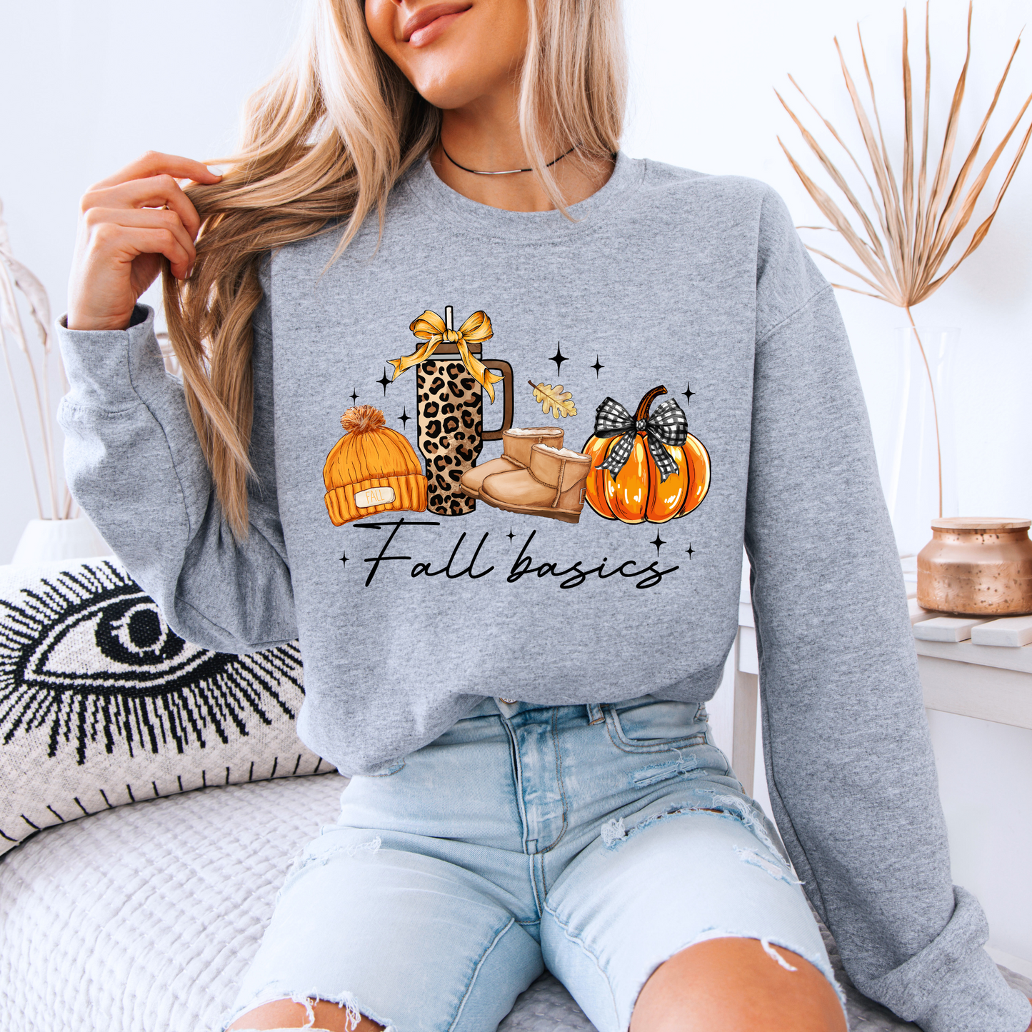 🍁🎃 Fall Basics Vibes ☕🧣🧡Cotton Sweatshirt