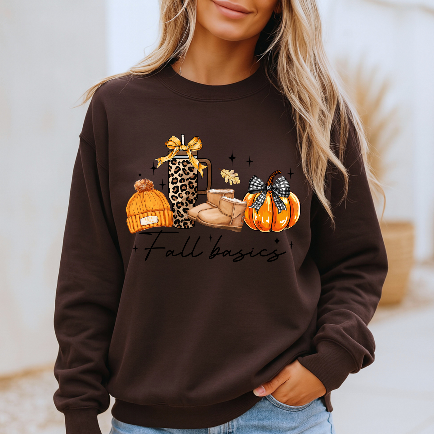 🍁🎃 Fall Basics Vibes ☕🧣🧡Cotton Sweatshirt