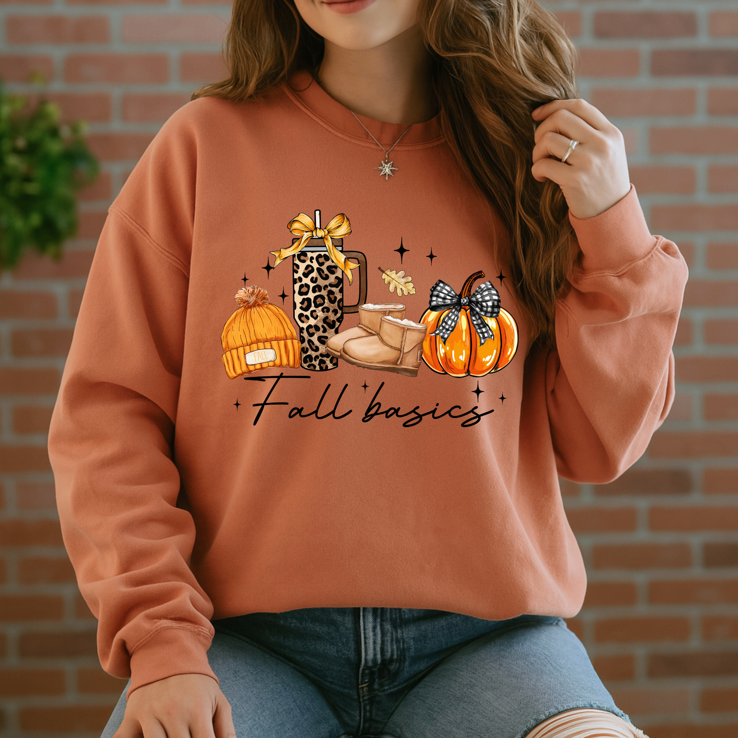 🍁🎃 Fall Basics Vibes ☕🧣🧡Cotton Sweatshirt