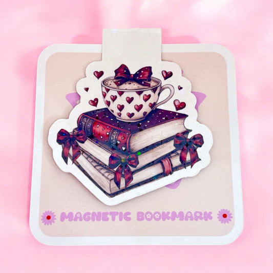 Heartfelt Tea & Books Magnetic Bookmark 📚☕💖