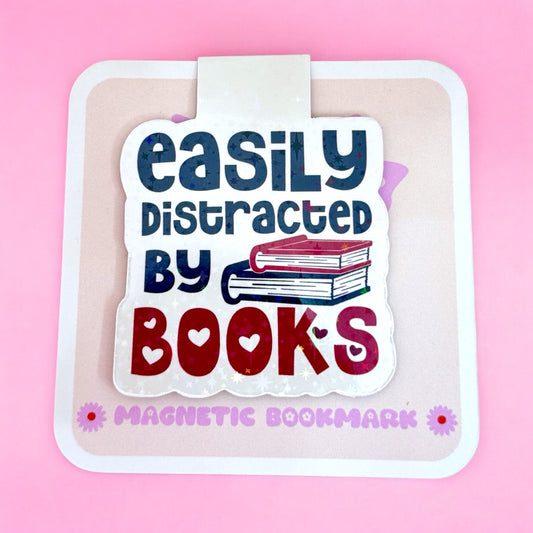 📚 “Easily Distracted by Books” Magnetic Bookmark ✨