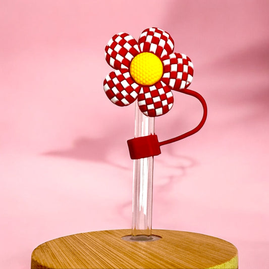 Red Daisy Straw Topper