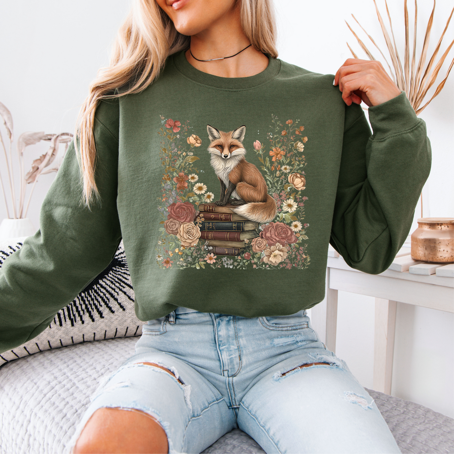 🦊🌹 Bookish Fox Cotton Sweatshirt✨