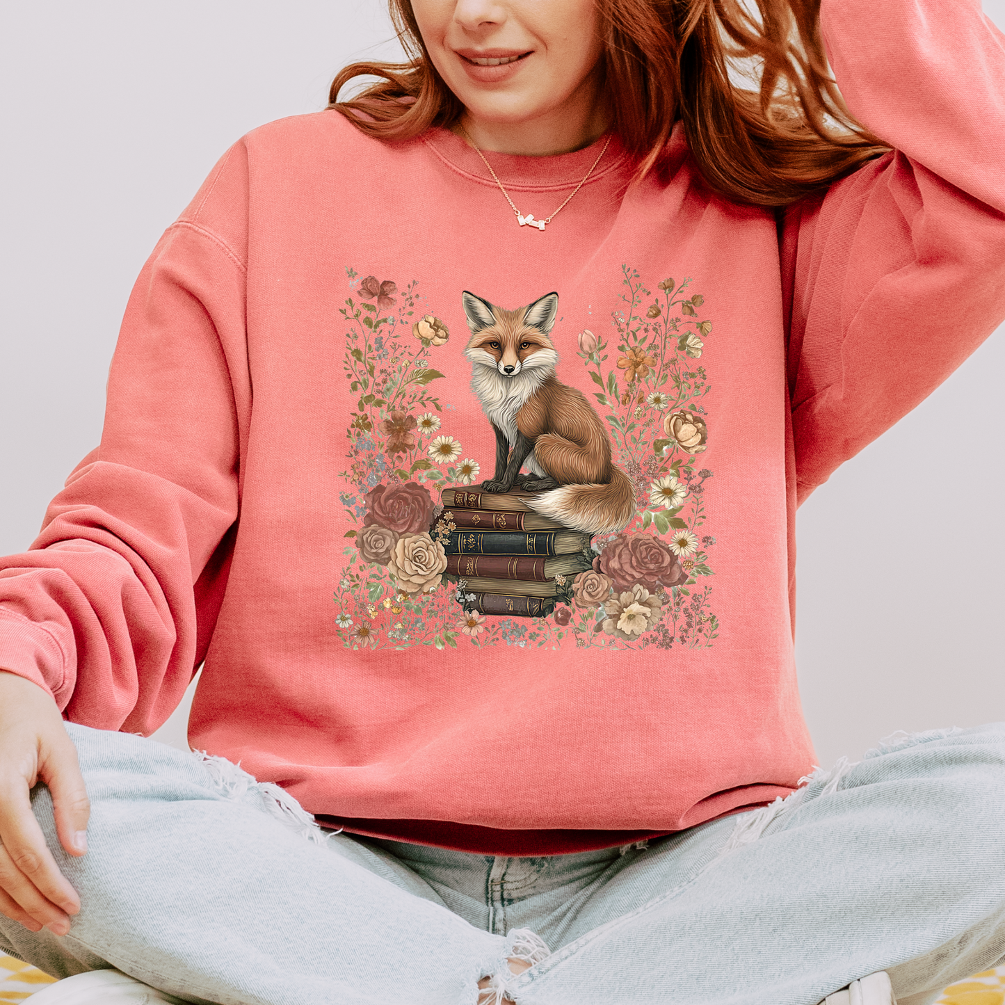 🦊🌹 Bookish Fox Cotton Sweatshirt✨