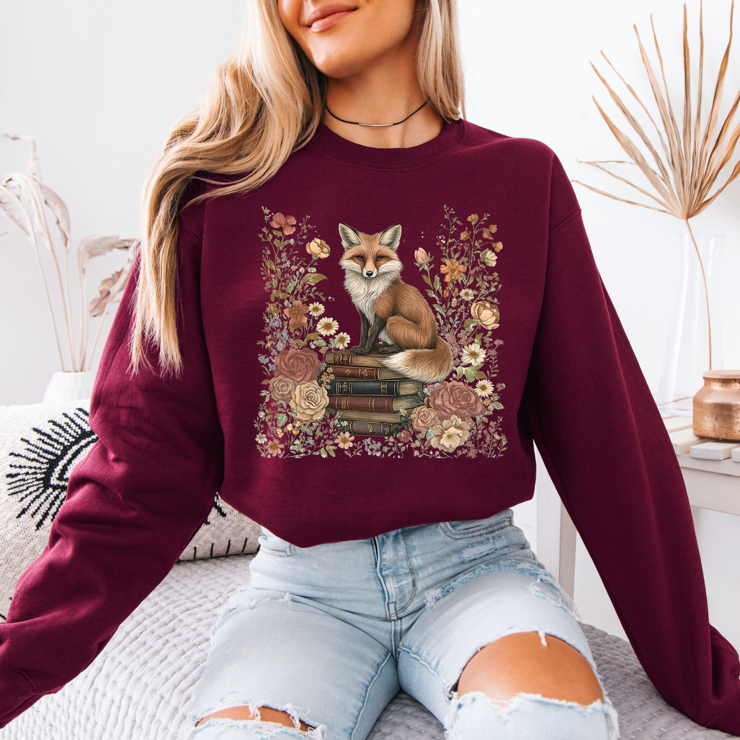 🦊🌹 Bookish Fox Cotton Sweatshirt✨
