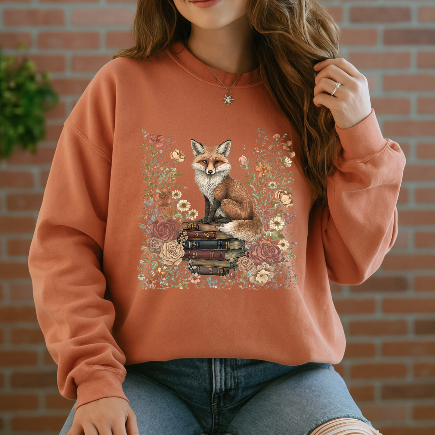 🦊🌹 Bookish Fox Cotton Sweatshirt✨