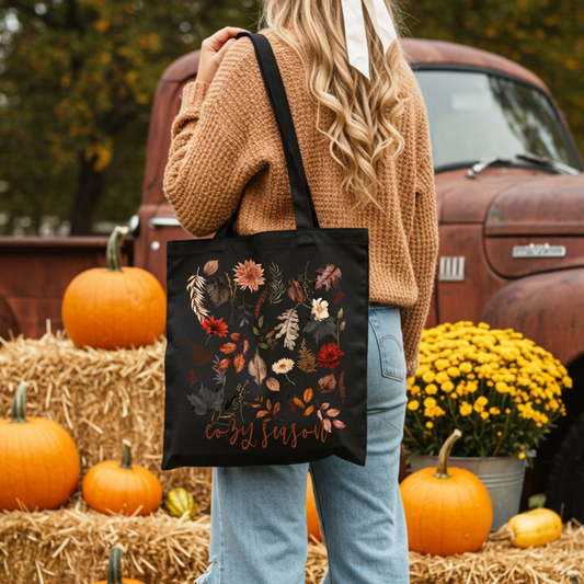🍁👜 Cozy Season Tote Bag  – 100% Cotton, Eco-Friendly✨