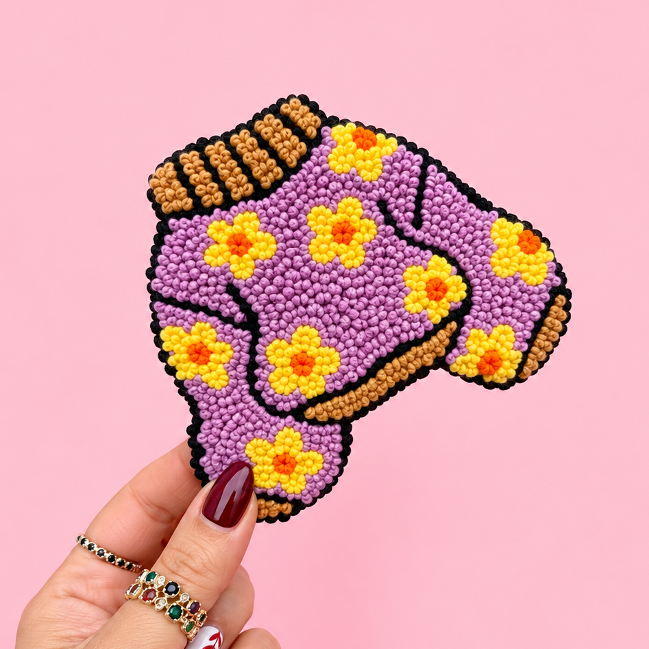 ✨Handmade Punch Needle Sweater Coaster 🧶🌼