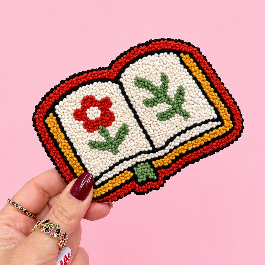 🌸 Handmade Punch Needle Open Book Coaster 📖✨