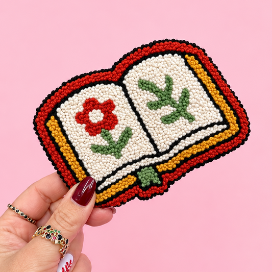 🌸 Handmade Punch Needle Open Book Coaster 📖✨