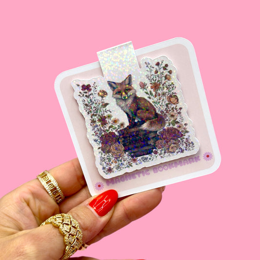 📚🦊 Holographic Fox on Books Magnetic Bookmark ✨