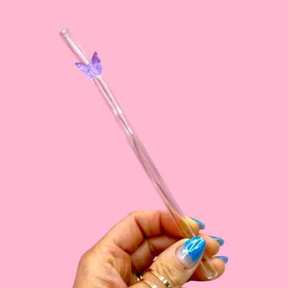 💜Purple Butterfly Bliss Glass Straw 🦋✨