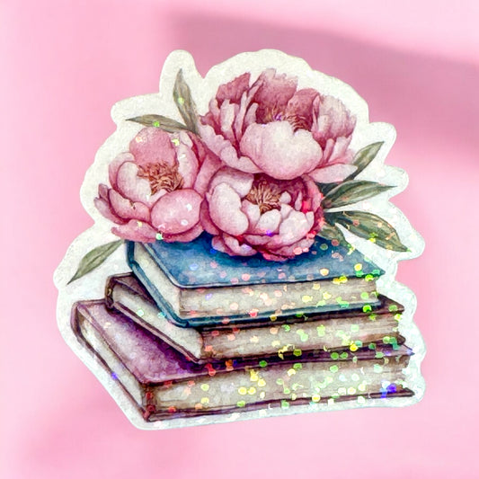 📚✨ Floral Book Stack Sticker 🌸