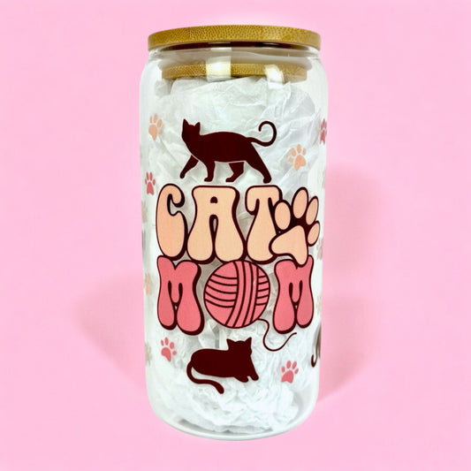 Cat Mum 16oz (455ml) Iced Coffee Glass Cup