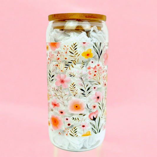 Dainty Wildflowers 16oz (455ml) Iced Coffee Glass Cup