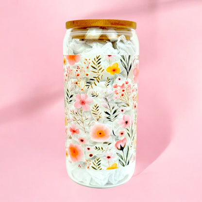 Dainty Wildflowers 16oz (455ml) Iced Coffee Glass Cup