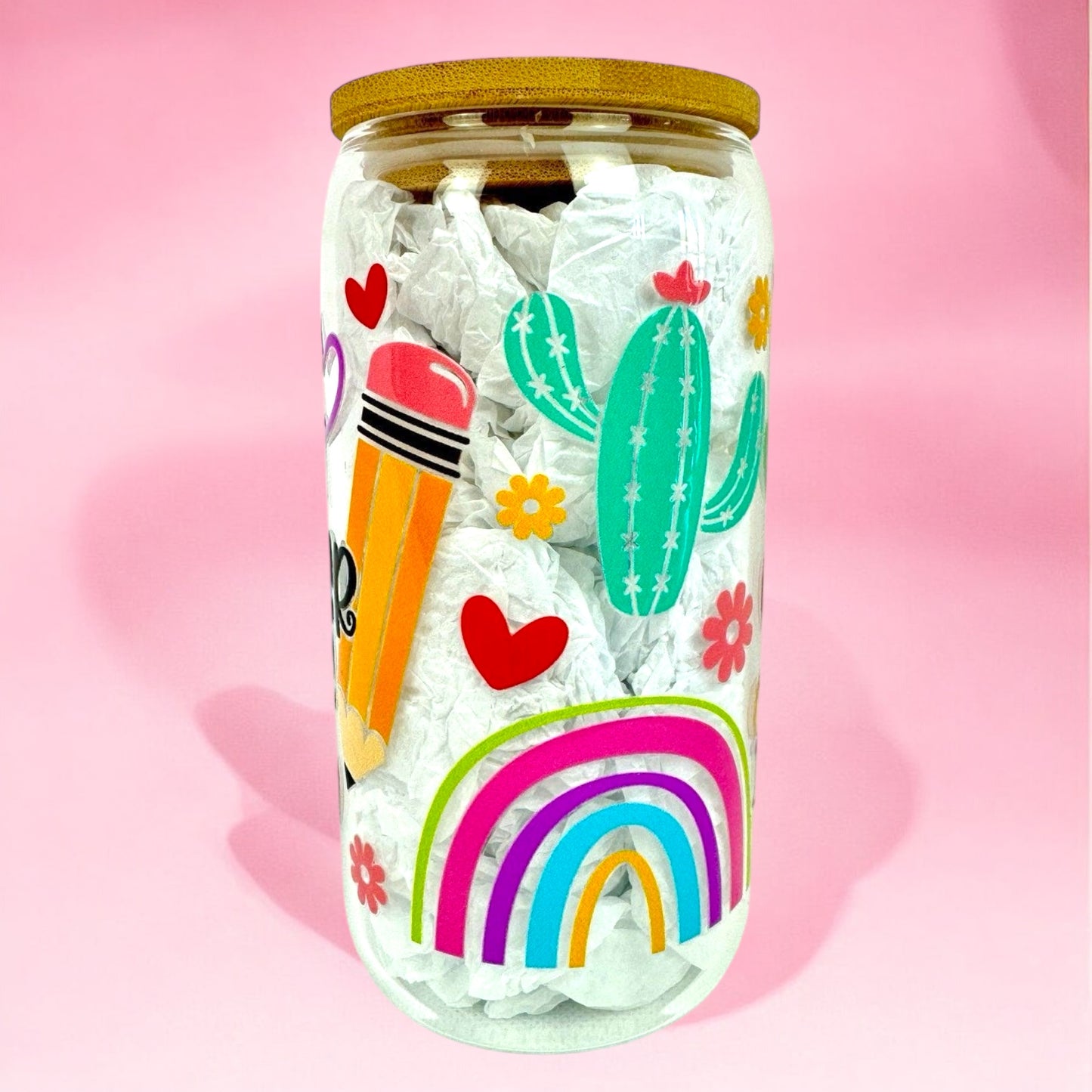 Best Teacher Ever 16oz (455ml) Iced Coffee Glass Cup