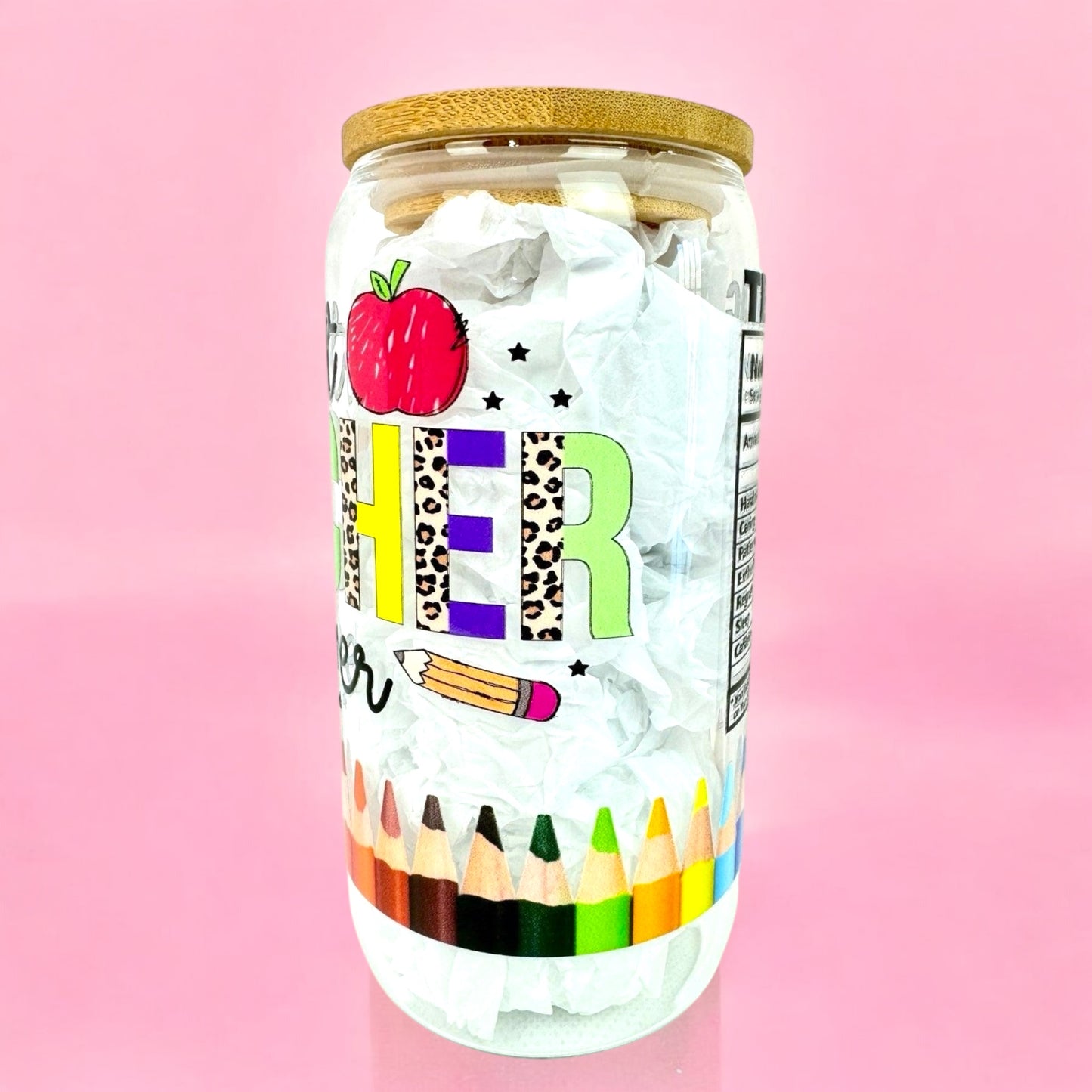 Best Teacher Ever 16oz (455ml) Iced Coffee Glass Cup