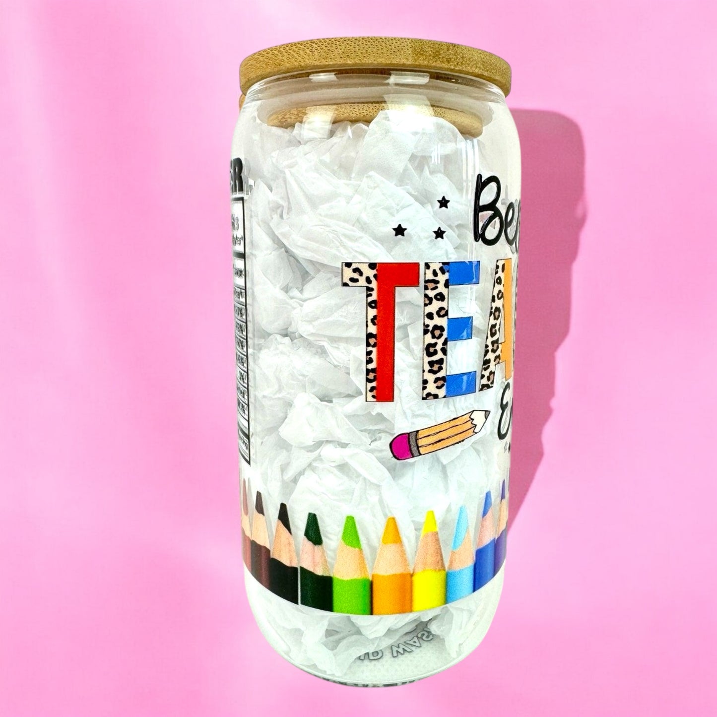 Best Teacher Ever 16oz (455ml) Iced Coffee Glass Cup