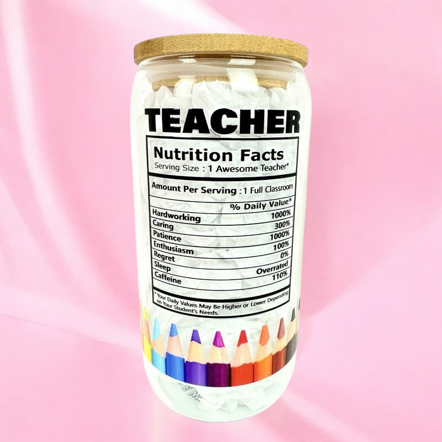 Best Teacher Ever 16oz (455ml) Iced Coffee Glass Cup