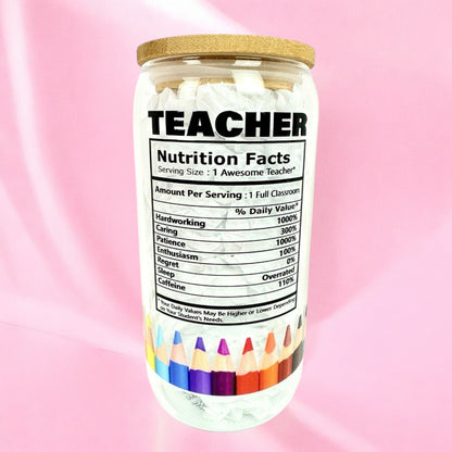 Best Teacher Ever 16oz (455ml) Iced Coffee Glass Cup