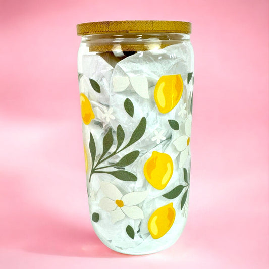 Lemon Bloom 16oz (455ml) Iced Coffee Glass Cup