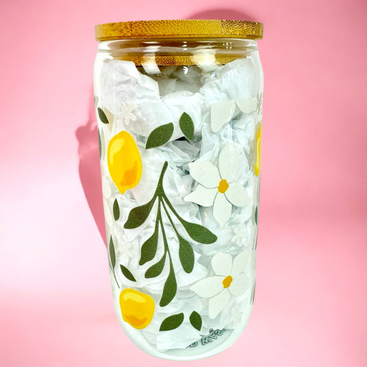 Lemon Bloom 16oz (455ml) Iced Coffee Glass Cup
