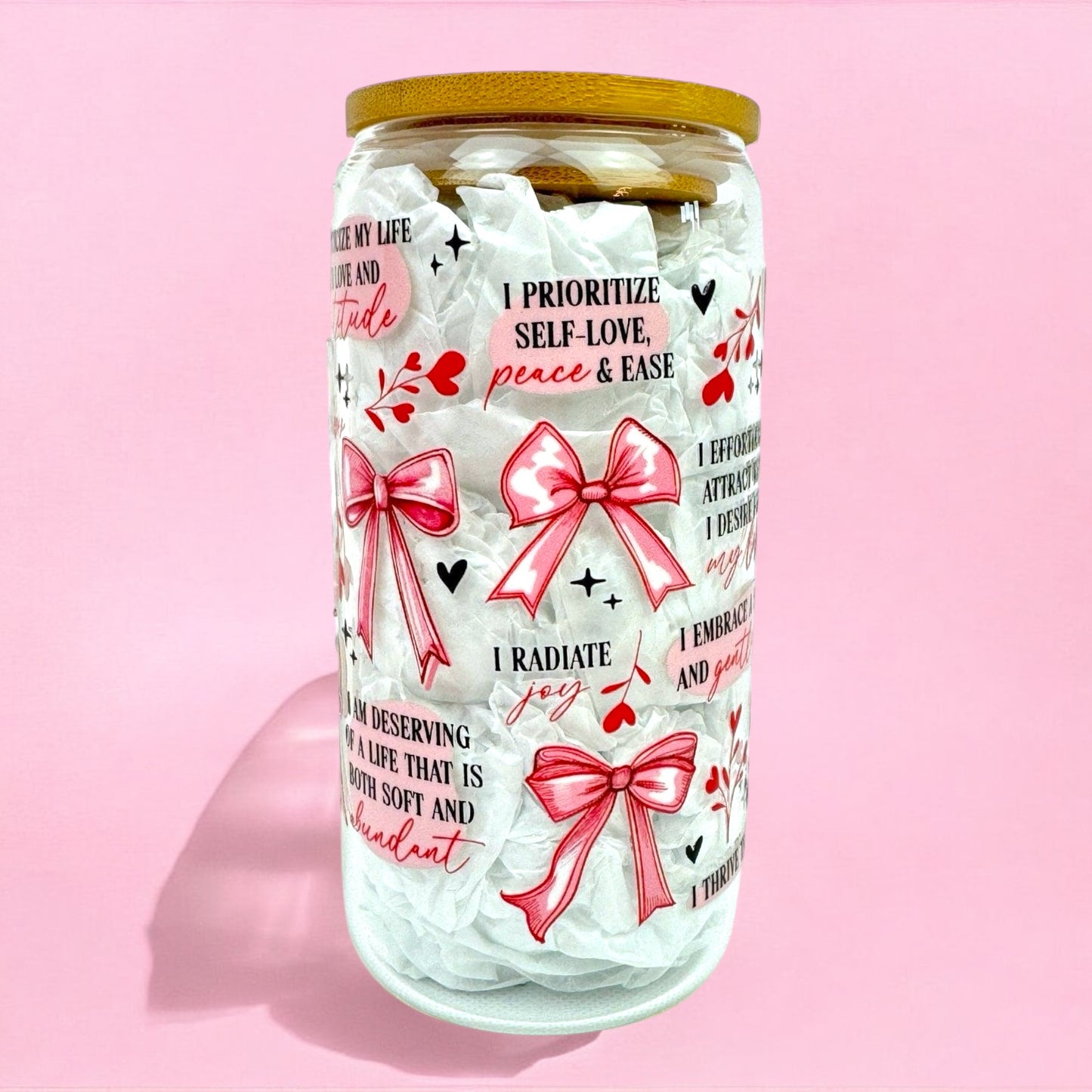 Soft Girl Daily Reminders 16oz (455ml) Iced Coffee Glass Cup