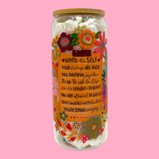 🌸✨ Note to Self Affirmations 20oz Glass Cup ✨🌸