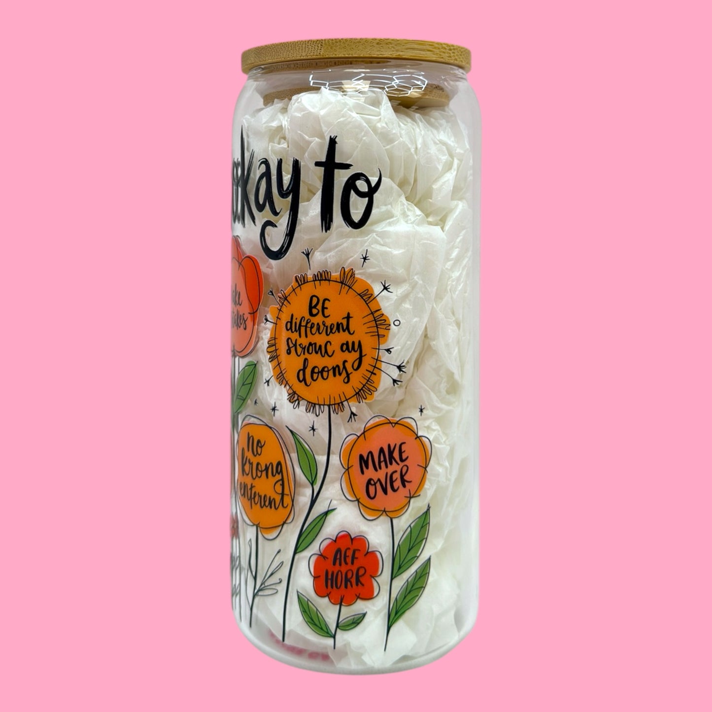 🌼✨ It’s Okay To… Positive Affirmations 20oz Glass Cup ✨🌼