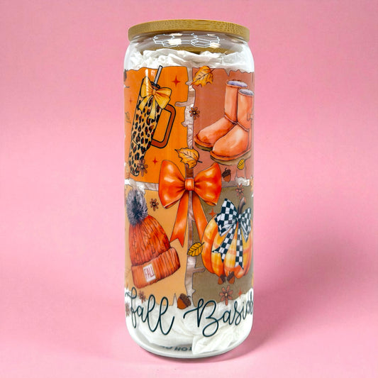 🍂 Pumpkin Vibes 20oz Glass Cup 🎃✨