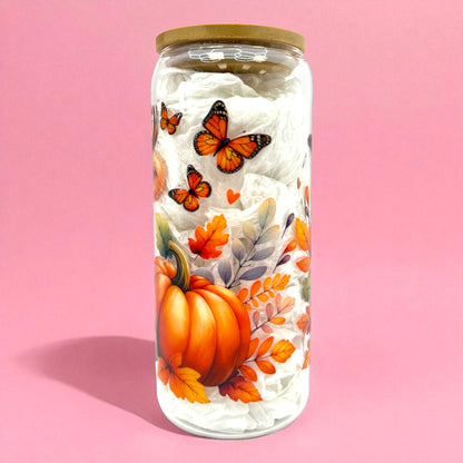 🐮🍂 Highland Cow Fall Glass Cup 20oz 🎃🦋