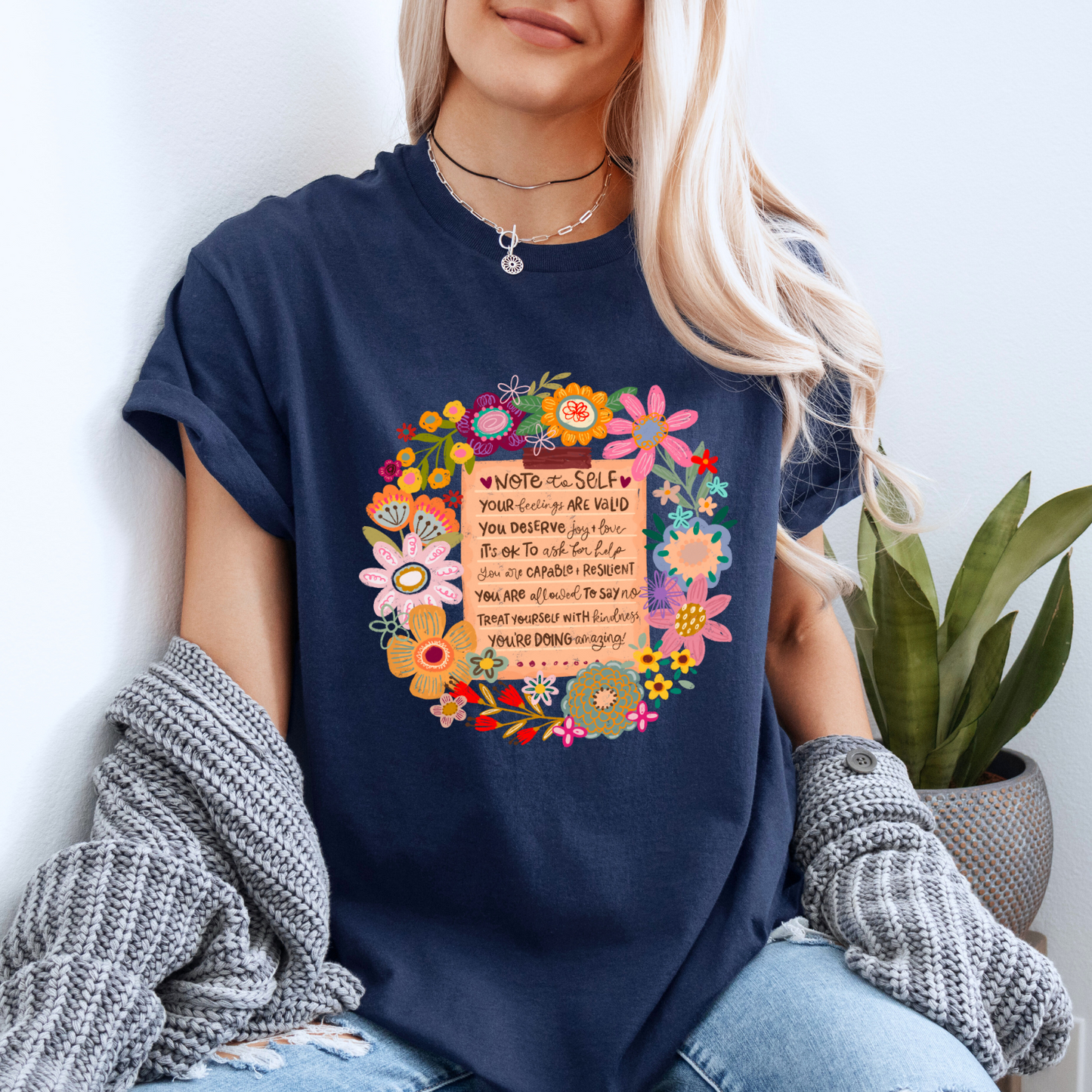 Note to Self Floral Affirmation🌸✨
 100% Organic Cotton T-Shirt