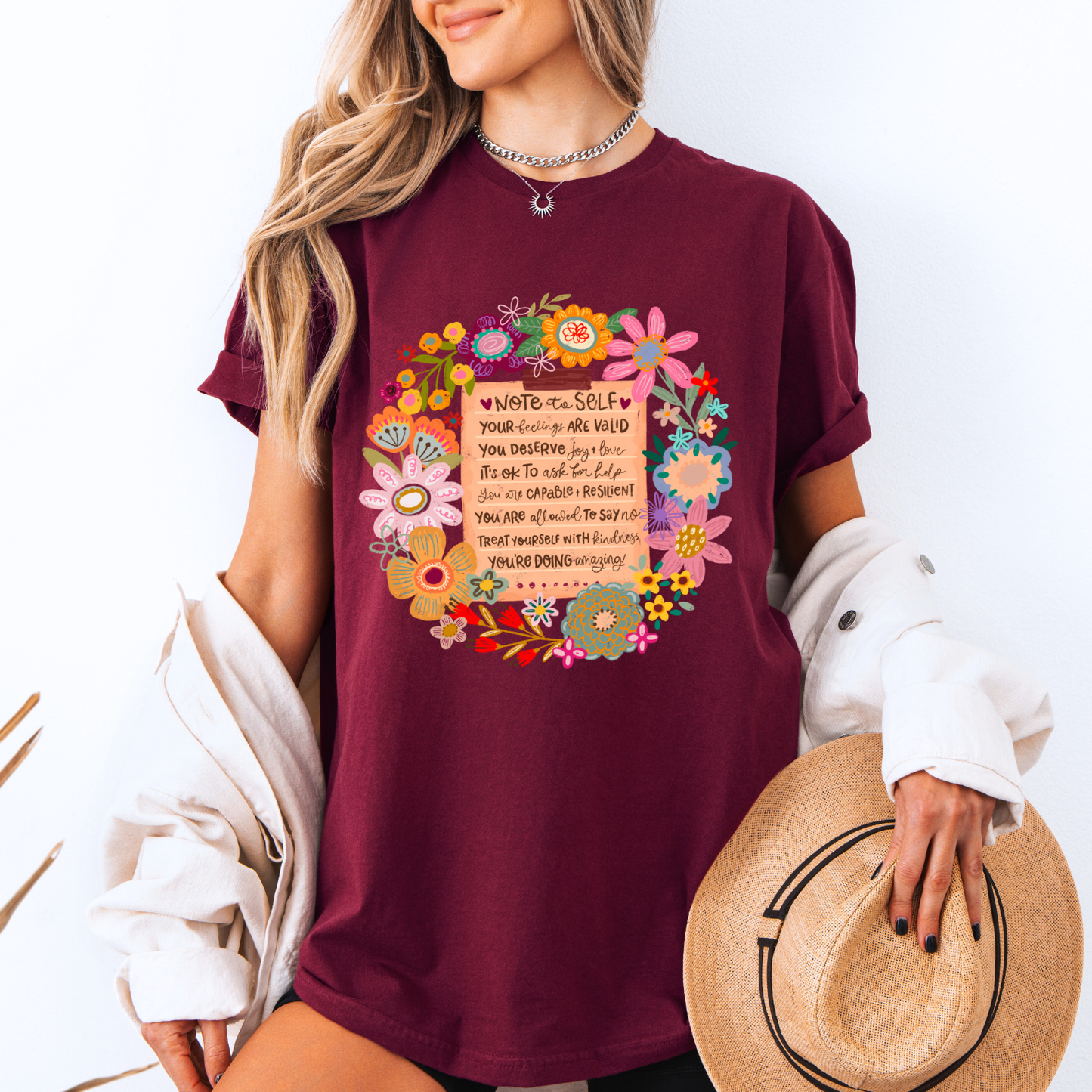 Note to Self Floral Affirmation🌸✨
 100% Organic Cotton T-Shirt