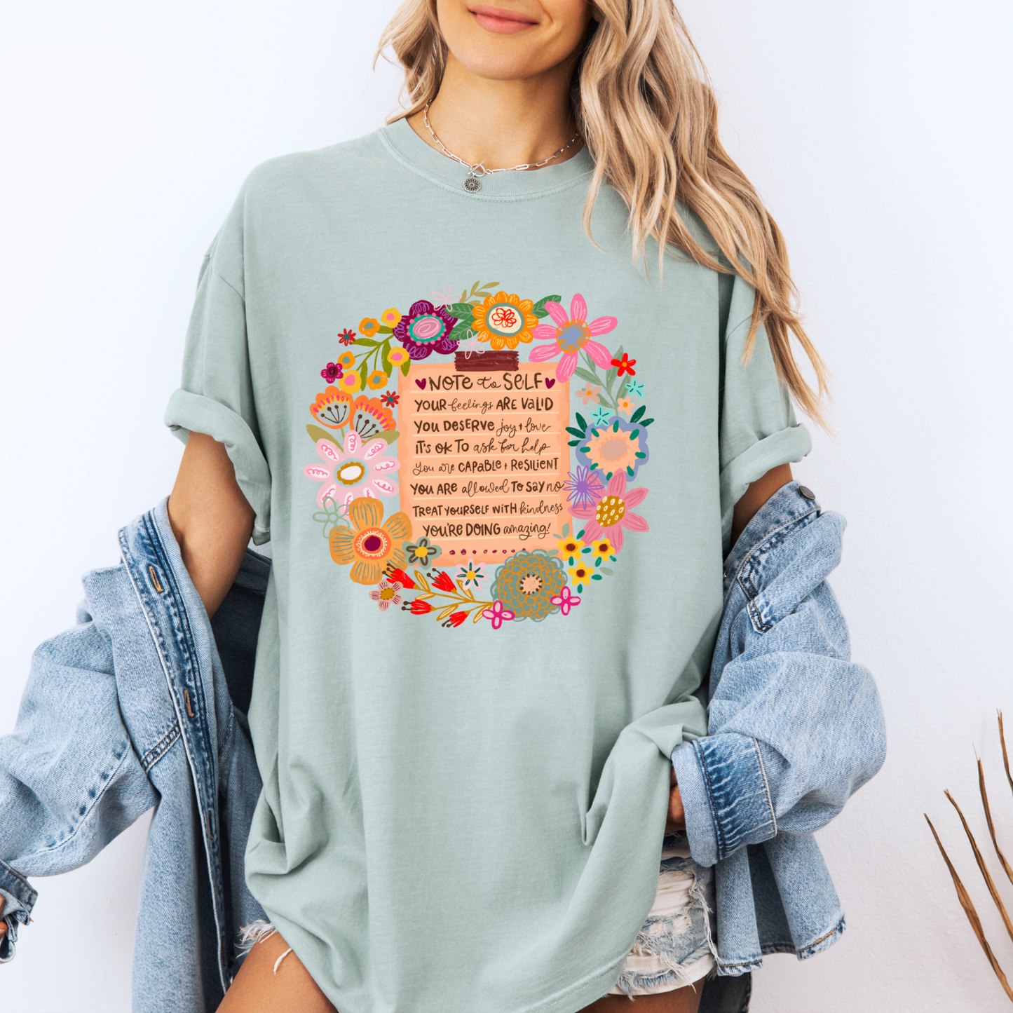 Note to Self Floral Affirmation🌸✨
 100% Organic Cotton T-Shirt