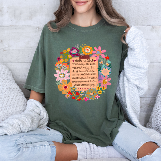 Note to Self Floral Affirmation🌸✨
 100% Organic Cotton T-Shirt