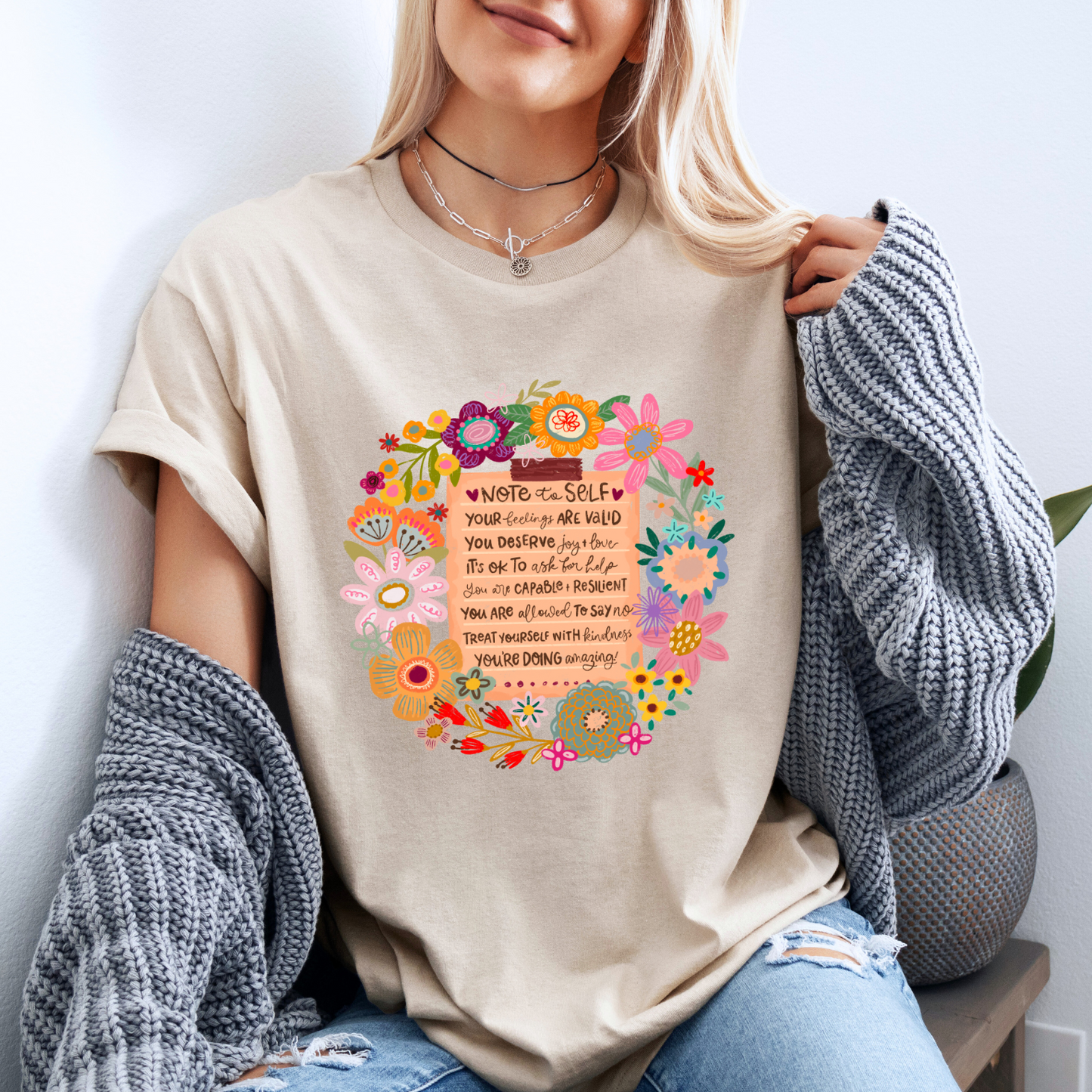 Note to Self Floral Affirmation🌸✨
 100% Organic Cotton T-Shirt