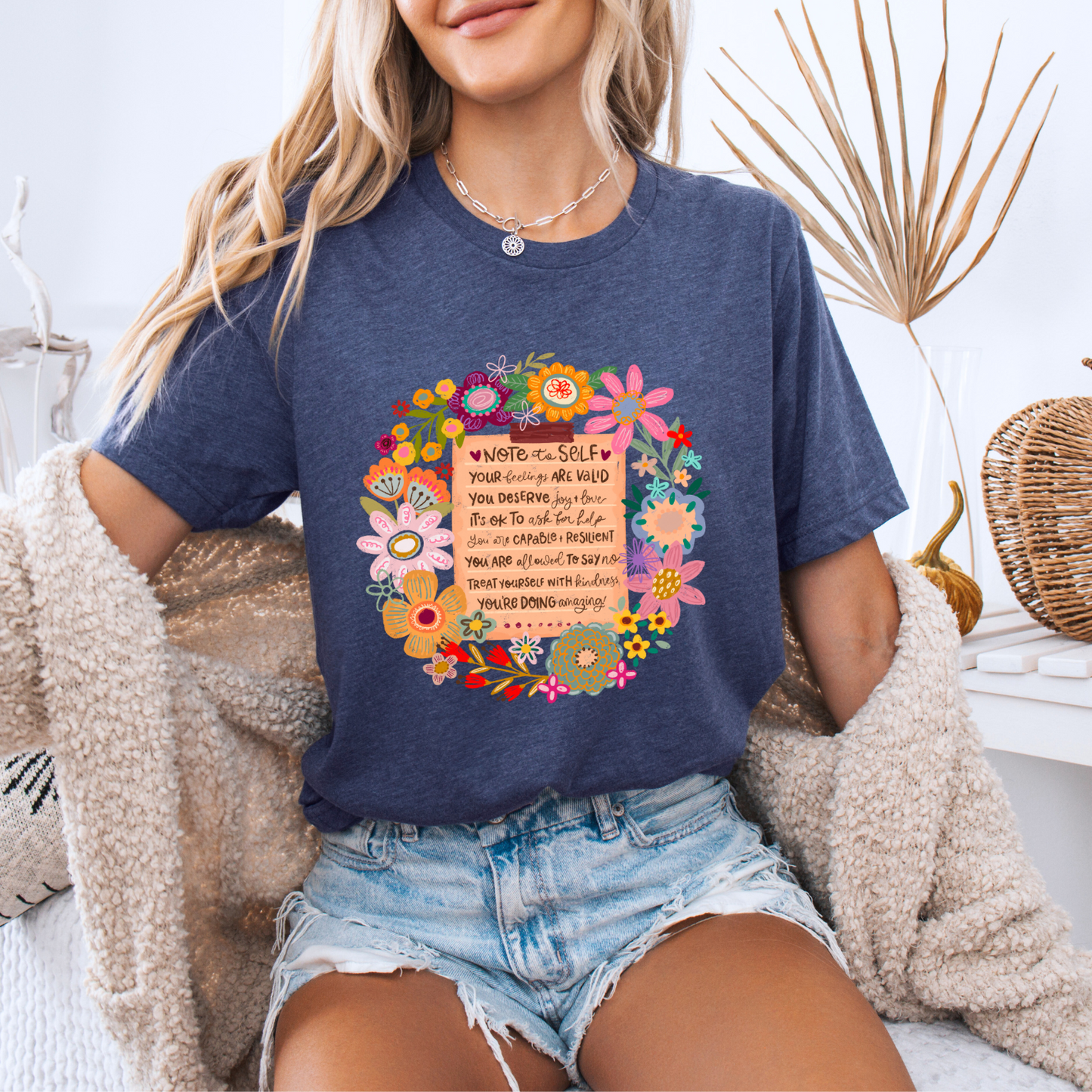 Note to Self Floral Affirmation🌸✨
 100% Organic Cotton T-Shirt