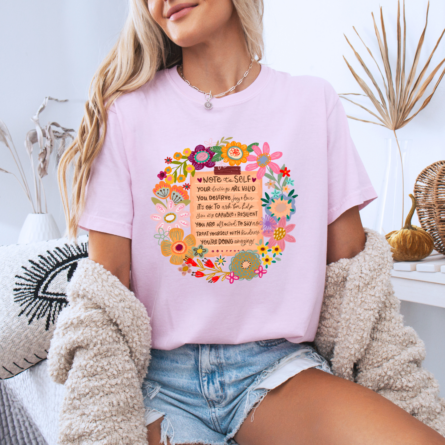 Note to Self Floral Affirmation🌸✨
 100% Organic Cotton T-Shirt
