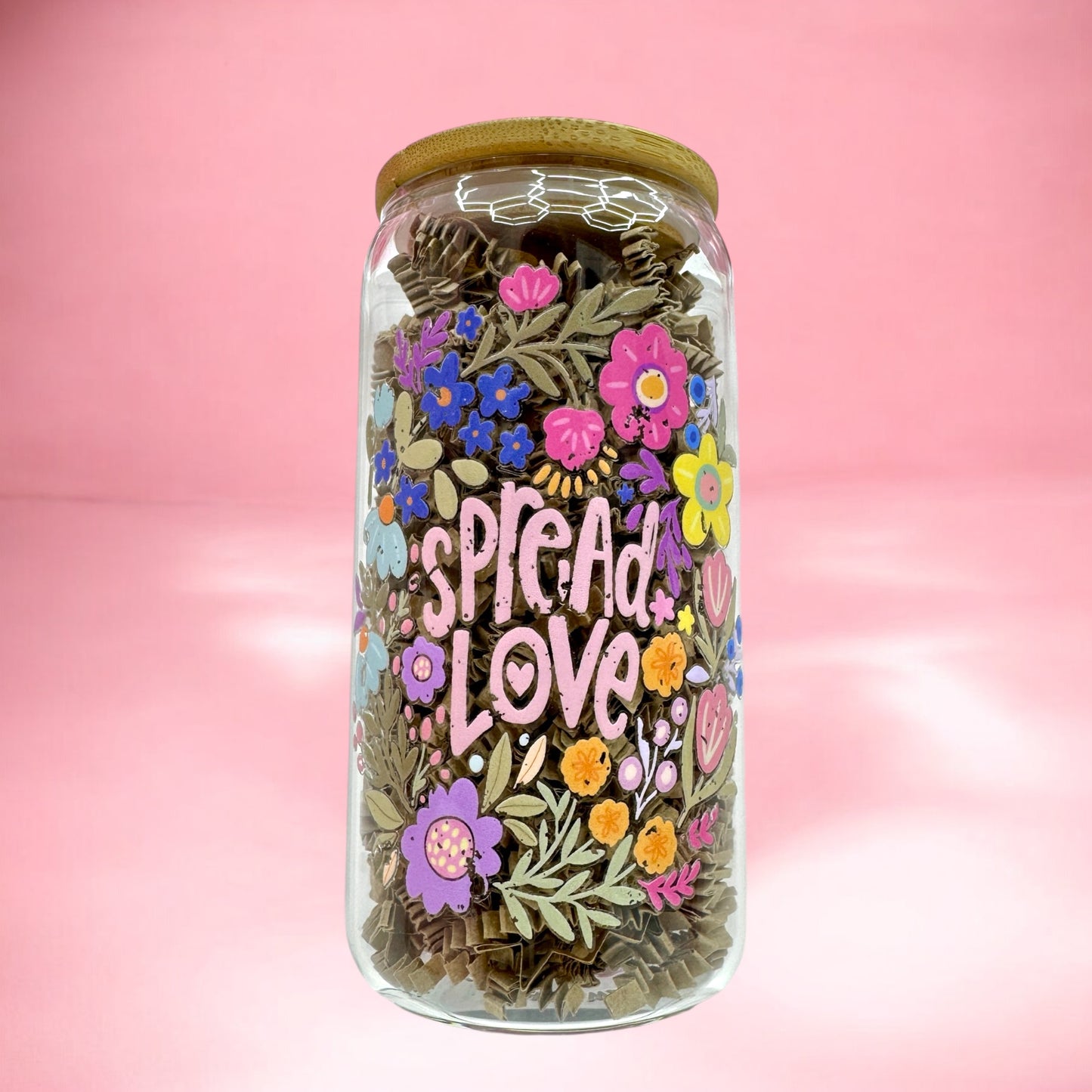 🩷 Spread Love 16oz Glass Cup 🌸✨
