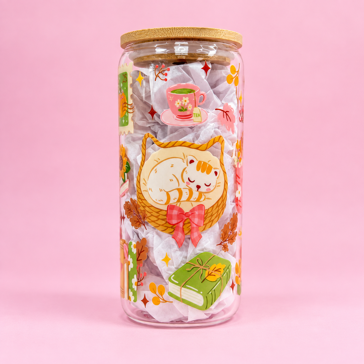Autumn Bookish 20oz Glass Tumbler🍁