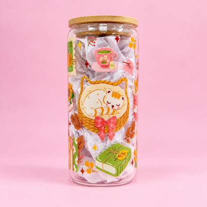 Autumn Bookish 20oz Glass Tumbler🍁